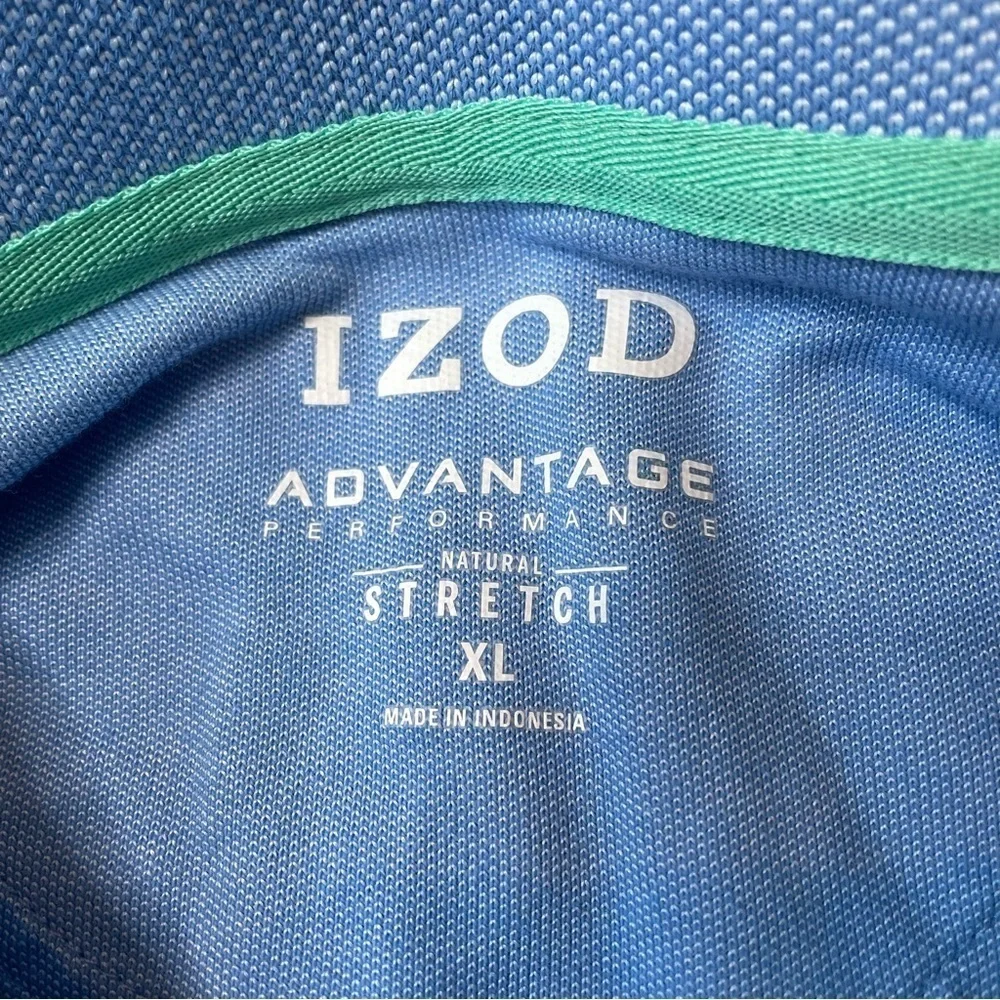 IZOD Men’s Advantage Performance Stretch Polo Shirt Size XL Blue‎ Green Striped